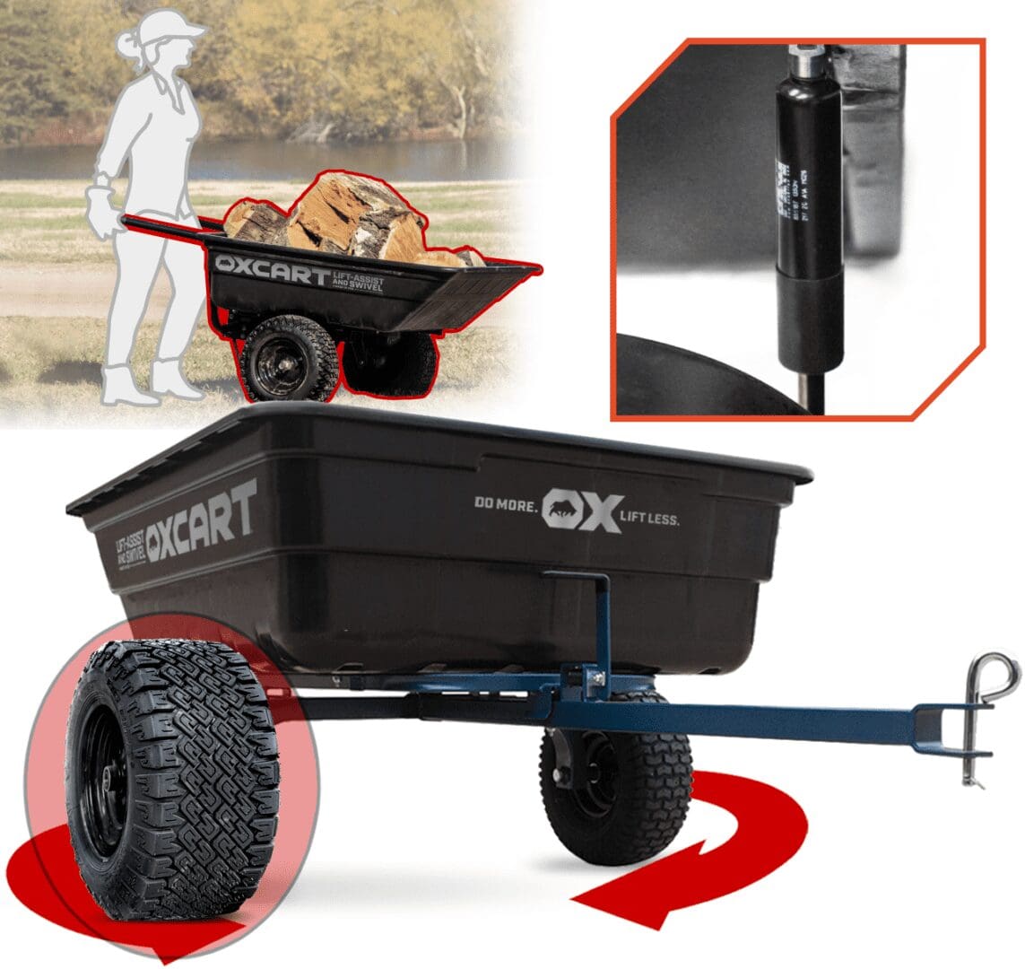 15-17 cu Lift-Assist & Swivel Dump Cart w ATV-Grade MAG Tires