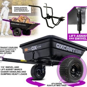 PRO-Grade Crewman 15-17 cu. ft. Lift-Assist and Swivel ATV Dump Cart w Run-Flat MAG Tires and Wheelbarrow Conversion Combo